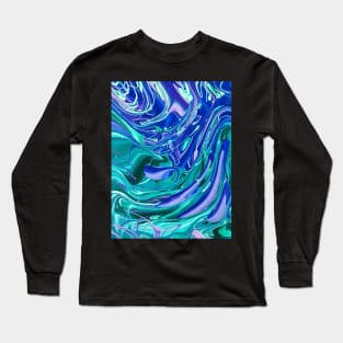 Malachite and Amethyst - Abstract Acrylic Pour Long Sleeve T-Shirt